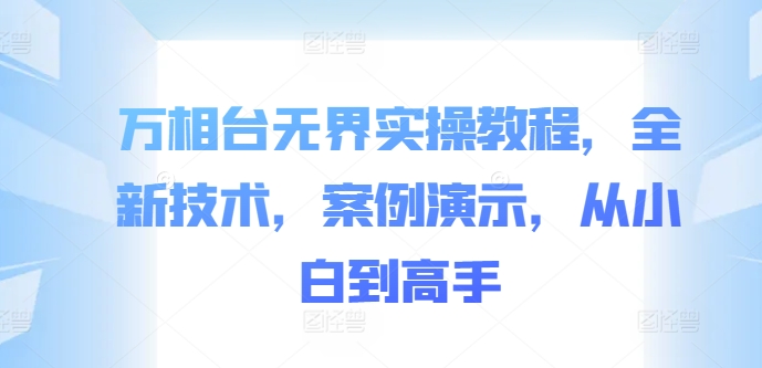 万相台无界实操教程，全新技术，案例演示，从小白到高手-第一资源站