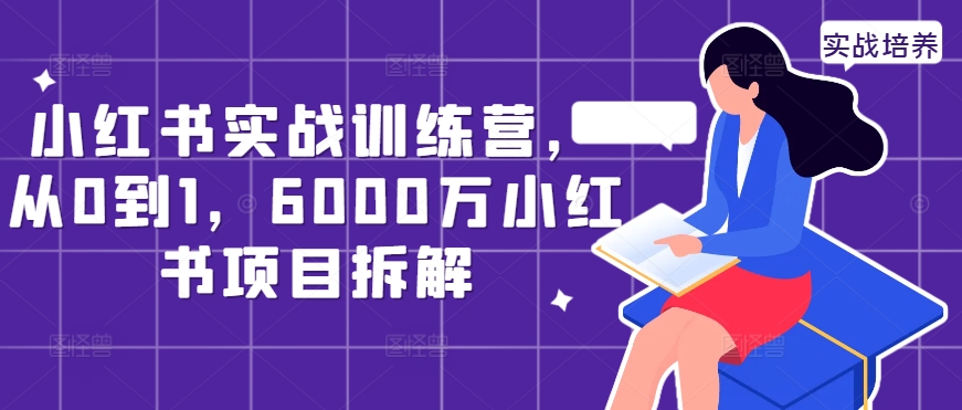小红书实战训练营，从0到1，6000万小红书项目拆解-第一资源站