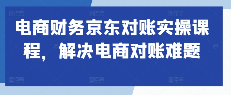 电商财务京东对账实操课程，解决电商对账难题-第一资源站