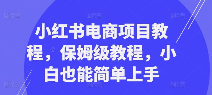小红书电商项目教程，保姆级教程，小白也能简单上手-第一资源站