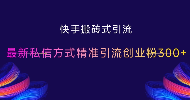 快手搬砖式引流，最新私信方式精准引流创业粉300+-第一资源站