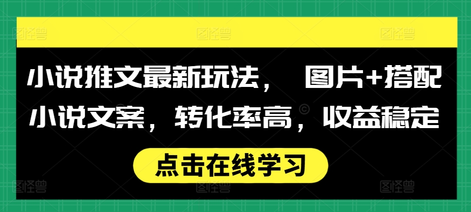 小说推文最新玩法， 图片+搭配小说文案，转化率高，收益稳定-第一资源站