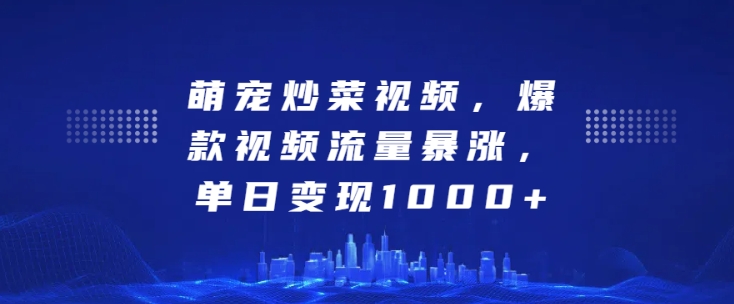 萌宠炒菜视频，爆款视频流量暴涨，单日变现1k-第一资源站