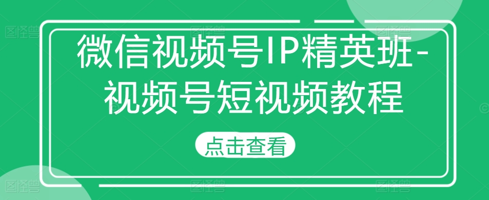 微信视频号IP精英班-视频号短视频教程-第一资源站