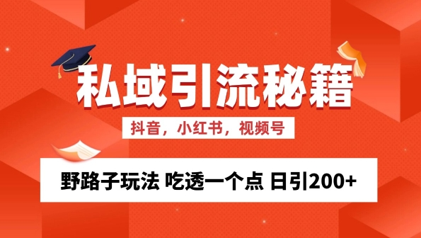 私域流量的精准化获客方法 野路子玩法 吃透一个点 日引200+ 【揭秘】-第一资源站