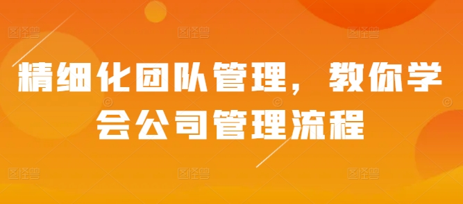 精细化团队管理，教你学会公司管理流程-第一资源站