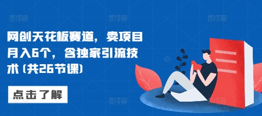 网创天花板赛道，卖项目月入6个，含独家引流技术(共26节课)-第一资源站