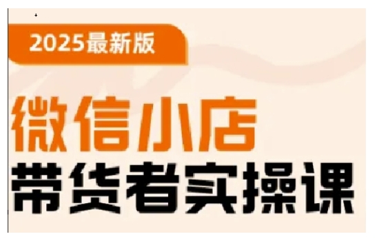 2025最新版微信小店带货者实操课，基础操作到高级运营技巧，快速上手-第一资源站