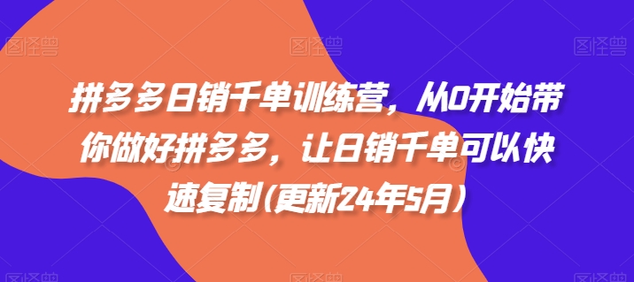 拼多多日销千单训练营，从0开始带你做好拼多多，让日销千单可以快速复制(更新25年2月)-第一资源站